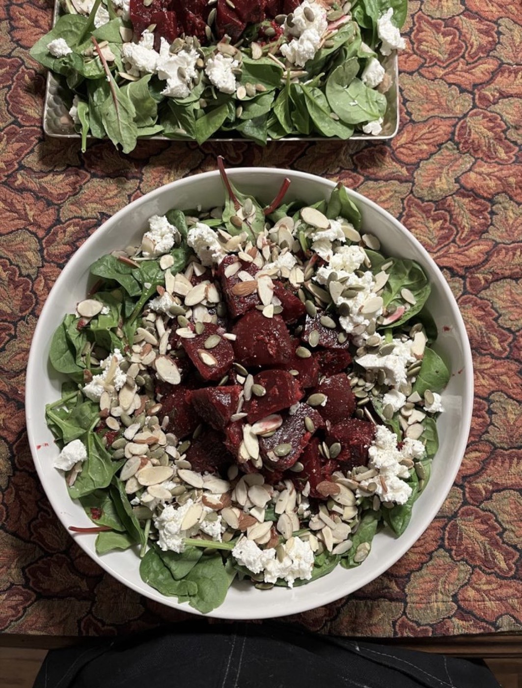 Roasted beet salad with goat cheese and toasted almonds