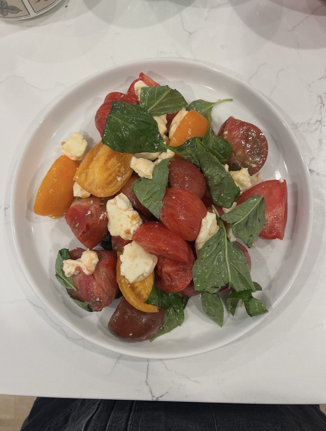 Heirloom tomato and mozzarella salad with fresh basil